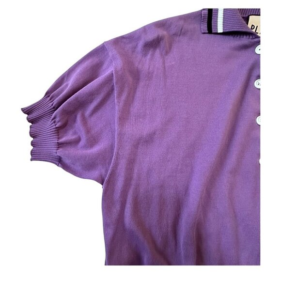 Plan C Striped Collar Cotton Knit Polo, Lavender, Size 42 IT, New with tag - Picture 11 of 15
